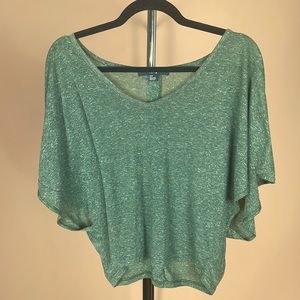 XXI- Green Cropped Swoop neck top